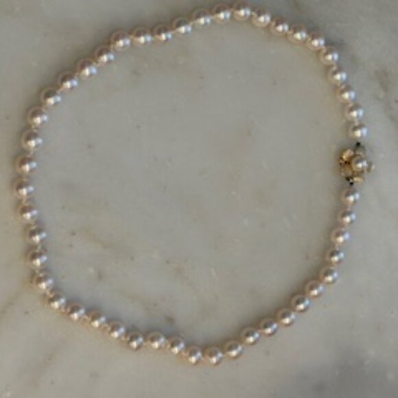 Child Real Pearl Necklace W/ Gold-filled Clasp, Little Girl  15 1/2 \